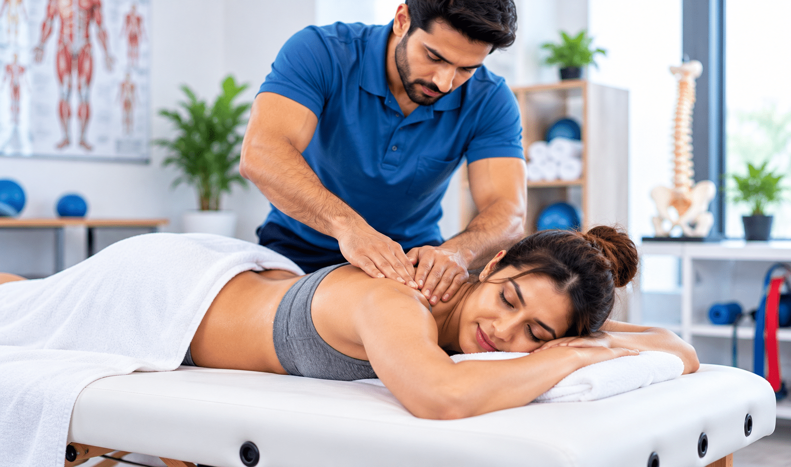 Woman experiencing lower back pain while seated at home